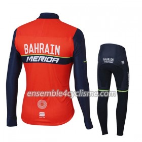 Tenue Maillot M/L + Collant Long 2017 Bahrain Merida Enfant N001